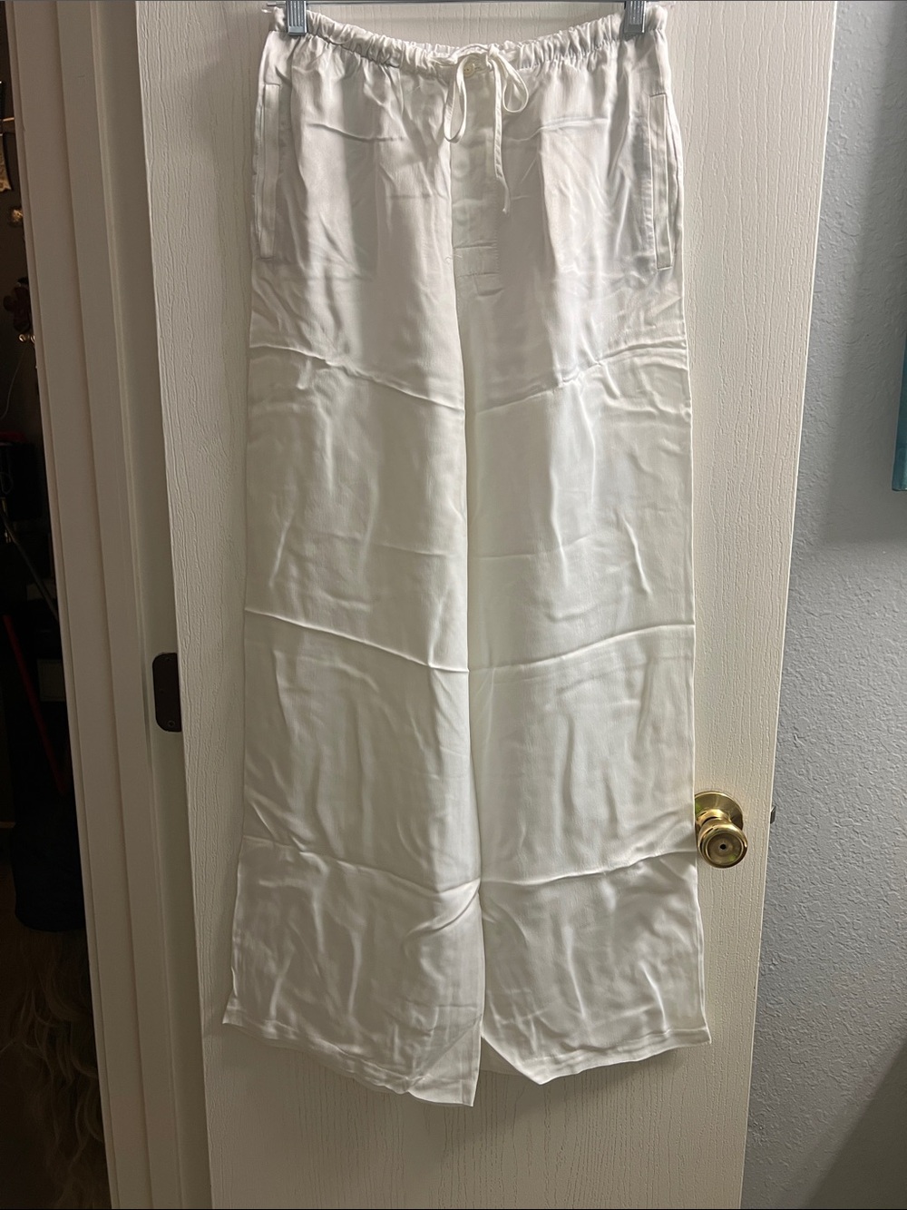 Zara Cream Wide-Leg Drawstring Pants
